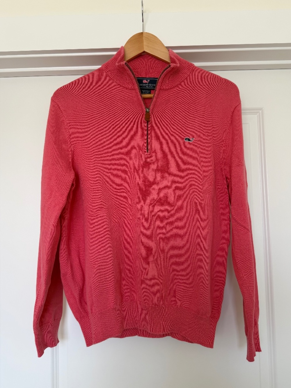Vineyard Vines Pink Coral 100% Cotton Quarter Zip Sweater Small
